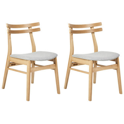 Beliani Set Of 2 Dining Chairs Cynthiana Wood Light Brown/ Grey - image 1