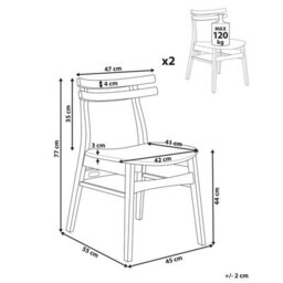 Beliani Set Of 2 Dining Chairs Cynthiana Wood Light Brown/ Grey - thumbnail 3