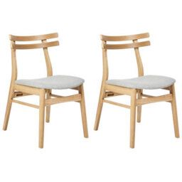 Beliani Set Of 2 Dining Chairs Cynthiana Wood Light Brown/ Grey - thumbnail 1