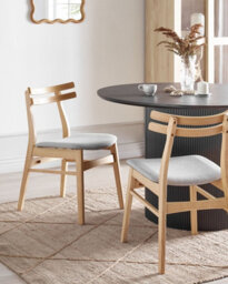 Beliani Set Of 2 Dining Chairs Cynthiana Wood Light Brown/ Grey - thumbnail 2