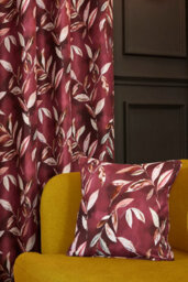 Sundour Madrid - 100% Blackout Thermal Self-Lined Curtains - Eyelet - 100% Polyester (Wine, Filled Cover - 18'' X 18'' (Single)) - thumbnail 5