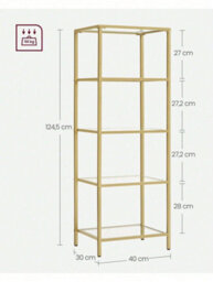 Vasagle 5-Tier Glass Shelf, Bookshelf, Storage Rack, Tempered Glass, Easy Assembly, Bathroom, Living Room, Black - thumbnail 5