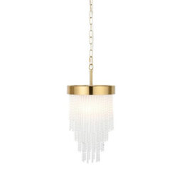 Luminosa Lighting Luminosa Anistoria Pendant Ceiling Light Brushed Aged Brass Plate & Clear Glass E27 - thumbnail 1