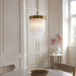 Luminosa Lighting Luminosa Anistoria Pendant Ceiling Light Brushed Aged Brass Plate & Clear Glass E27 - thumbnail 2