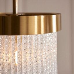 Luminosa Lighting Luminosa Anistoria Pendant Ceiling Light Brushed Aged Brass Plate & Clear Glass E27 - thumbnail 5