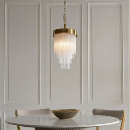 Luminosa Lighting Luminosa Anistoria Pendant Ceiling Light Brushed Aged Brass Plate & Clear Glass E27 - thumbnail 3