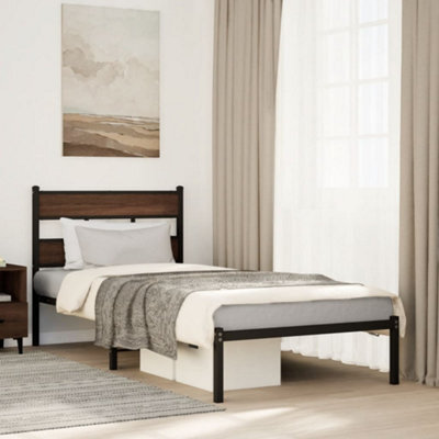 Berkfield Bed Frame Without Mattress With Headboard Brown Oak 90X190 Cm Single - image 1