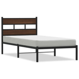 Berkfield Bed Frame Without Mattress With Headboard Brown Oak 90X190 Cm Single - thumbnail 2