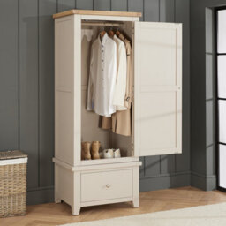 The Furniture Market Cheshire Dove Grey Single Wardrobe - thumbnail 1