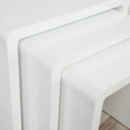Nest Of Tables Set Of 3 White Grey Gloss Coffee Side End Living Room Furniture - White - thumbnail 5