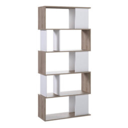 Furniture To Go Maze Open Bookcase 4 Shelves In Jackson Hickory Oak And White - thumbnail 1