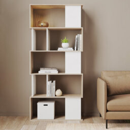 Furniture To Go Maze Open Bookcase 4 Shelves In Jackson Hickory Oak And White - thumbnail 5