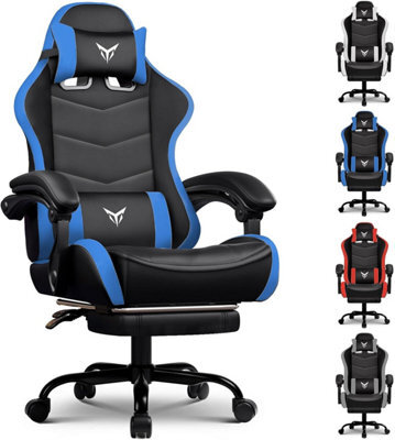Gtplayer Gaming Chair, Heavy Duty Computer Chairs With Footrest Linkage Armrest And Lumbar Support, Ergonomic Office Chair, Blue - image 1