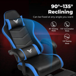 Gtplayer Gaming Chair, Heavy Duty Computer Chairs With Footrest Linkage Armrest And Lumbar Support, Ergonomic Office Chair, Blue - thumbnail 6