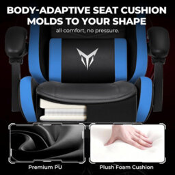 Gtplayer Gaming Chair, Heavy Duty Computer Chairs With Footrest Linkage Armrest And Lumbar Support, Ergonomic Office Chair, Blue - thumbnail 4
