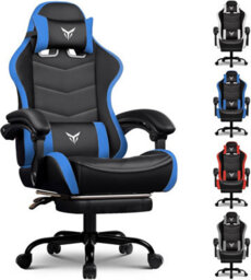 Gtplayer Gaming Chair, Heavy Duty Computer Chairs With Footrest Linkage Armrest And Lumbar Support, Ergonomic Office Chair, Blue - thumbnail 1