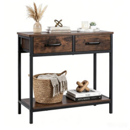 Gainoom 75Cm Narrow Brown Console Table Small Entryway Table Modern Sofa Table W/ Anti-Tipping Device - thumbnail 1