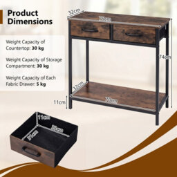 Gainoom 75Cm Narrow Brown Console Table Small Entryway Table Modern Sofa Table W/ Anti-Tipping Device - thumbnail 2
