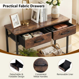 Gainoom 75Cm Narrow Brown Console Table Small Entryway Table Modern Sofa Table W/ Anti-Tipping Device - thumbnail 7