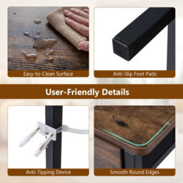 Gainoom 75Cm Narrow Brown Console Table Small Entryway Table Modern Sofa Table W/ Anti-Tipping Device - thumbnail 6
