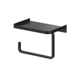 GoodHome Elland Matt Black Wall-Mounted Toilet Roll Holder With Shelf (H)118mm (W)1750mm