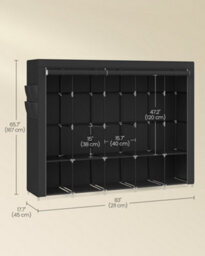 LEDREM Clothes Wardrobe, Portable Closet, Garment Organiser Rack With 5 Hanging Rails,4 Side Pockets, 45 X 211 X 167 Cm,ink Black - thumbnail 7