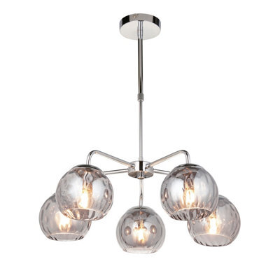 Anson Lighting Cassien 5Lt Chrome Plate & Smoked Mirror Glass Ceiling Pendant