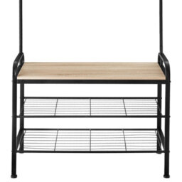Tectake Coat Stand - Shoe Rack, Seat, 2 Shelves And 9 Coat Hooks 85.5X36X184Cm - Industrial Wood Light, Oak Sonoma - thumbnail 8