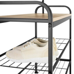 Tectake Coat Stand - Shoe Rack, Seat, 2 Shelves And 9 Coat Hooks 85.5X36X184Cm - Industrial Wood Light, Oak Sonoma - thumbnail 7