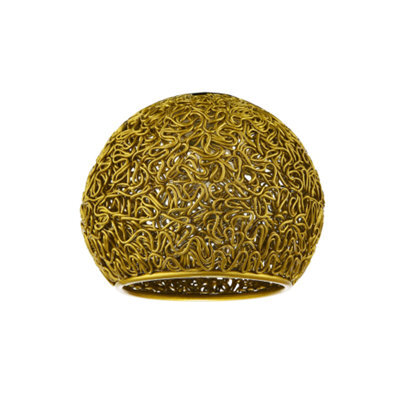 Happy Homewares Retro Industrial Style Round Twisted Wire Mesh Metal Lamp Shade In Shiny Gold - image 1