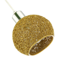 Happy Homewares Retro Industrial Style Round Twisted Wire Mesh Metal Lamp Shade In Shiny Gold - thumbnail 4