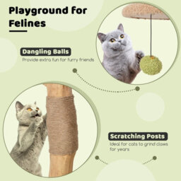 Costway 113 Cm Cat Tree Wooden Cat Tower Cat Condo W/ Padded Top Perch Scratching Posts - thumbnail 6