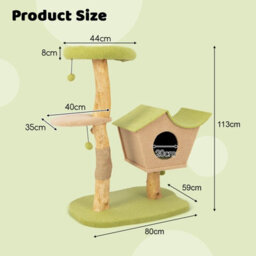 Costway 113 Cm Cat Tree Wooden Cat Tower Cat Condo W/ Padded Top Perch Scratching Posts - thumbnail 2