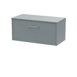 Hudson Reed Juno Wall Hung Single Soft Close Drawer Vanity Unit With Worktop And Handle In Coastal Grey Finish, 805mm - thumbnail 1