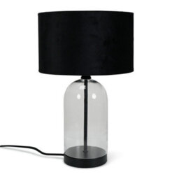 Valuelights Jessy Glass And Black Metal Bedside Table Lamp With A Black Velvet Lampshade - Bulb Included - thumbnail 2