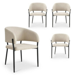 4Pc Dining Chairs Set, Cream & Black Upholstered Kitchen Chairs - thumbnail 1