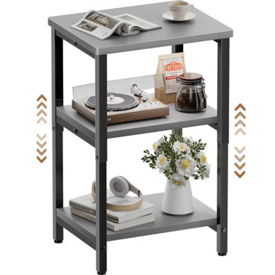 Grey Side Table, Bedside Table, End Table, Sofa Table, Height Adjustable - image 1