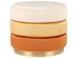 Beliani Modern Ombre Orange Velvet Footstool 48 X 48 X 41 Cm, Gold Base - thumbnail 1