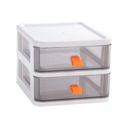 Living And Home 2 Tiers White Plastic Desktop Stationery Cosmetic Storage Box Drawer Organizer With Handle - thumbnail 2