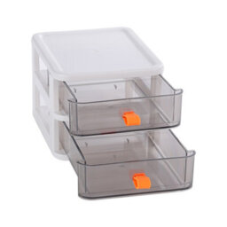 Living And Home 2 Tiers White Plastic Desktop Stationery Cosmetic Storage Box Drawer Organizer With Handle - thumbnail 6