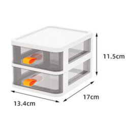 Living And Home 2 Tiers White Plastic Desktop Stationery Cosmetic Storage Box Drawer Organizer With Handle - thumbnail 9