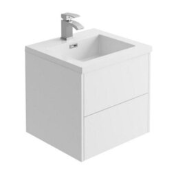 Plum&clay Borneo White Wall Hung Vanity Unit & Basin Set Bathroom Furniture (W)500mm (H)470mm - thumbnail 2
