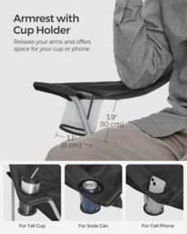 Songmics Pair Of Folding Outdoor Chairs, Heavy Duty Construction With Cup Holders, Comfortable Seating, Black - thumbnail 6