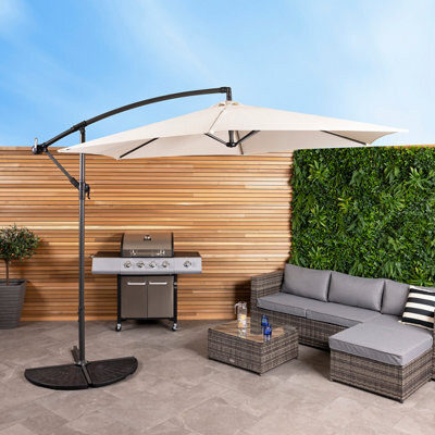 Charles Bentley 3M Hanging Banana Cantilever Garden Umbrella - Cream - image 1