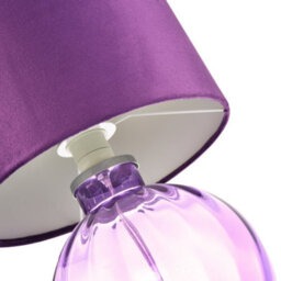 Happy Homewares Contemporary Deep Purple Ribbed Glass Table Lamp With Soft Velvet Fabric Shade - thumbnail 6