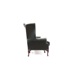 Chesterfield 4 Seater Flat Wing High Back Antique Green Real Leather Sofa In Queen Anne Style - thumbnail 7