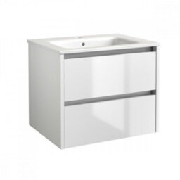 Clifton Bathroom 2-Drawer Wall Hung Vanity Unit With Basin 800mm Wide - White - (Urban) - Brassware Not Included - thumbnail 1