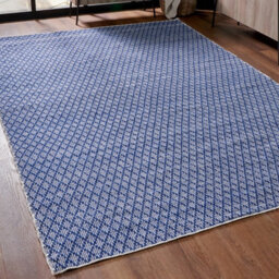 Pacific Lifestyle Outdoor Indoor Denim Blue And White Ikat Pattern Rug - thumbnail 1