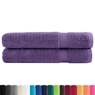 Berkfield Durable Premium Towels Solund 2 Pcs Purple 100X200 Cm 600 Gsm