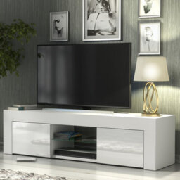 Tv Unit Loom 130Cm - White With Gloss Doors